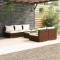 vidaXL Set muebles de jardín 6 piezas y cojines ratán sintético marrón vidaXL Set muebles de jardín 6 piezas y cojines ratán sintético marrón