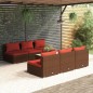 vidaXL Set muebles de jardín 7 piezas y cojines ratán sintético marrón
