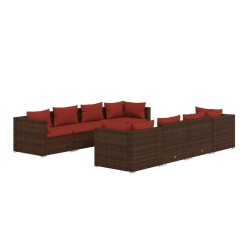vidaXL Set muebles de jardín 9 piezas y cojines ratán sintético marrón