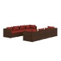 vidaXL Set muebles de jardín 9 piezas y cojines ratán sintético marrón vidaXL Set muebles de jardín 9 piezas y cojines ratán sintético marrón