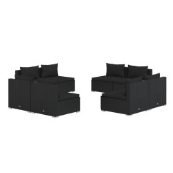vidaXL Set de sofás de jardín 8 piezas y cojines ratán sintético negro