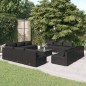 vidaXL Set muebles de jardín 13 pzas y cojines ratán sintético negro vidaXL Set muebles de jardín 13 pzas y cojines ratán sintético negro