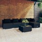 vidaXL Set de muebles de jardín 6 pzas y cojines ratán sintético negro vidaXL Set de muebles de jardín 6 pzas y cojines ratán sintético negro