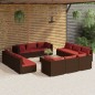 vidaXL Set muebles de jardín 13 pzas y cojines ratán sintético marrón