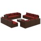 vidaXL Set muebles de jardín 13 pzas y cojines ratán sintético marrón