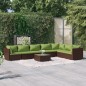 vidaXL Set sofás de jardín 8 piezas y cojines ratán sintético marrón vidaXL Set sofás de jardín 8 piezas y cojines ratán sintético marrón