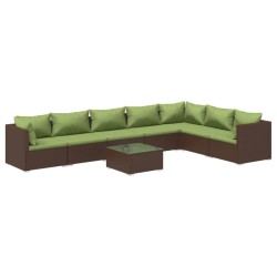 vidaXL Set sofás de jardín 8 piezas y cojines ratán sintético marrón