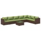 vidaXL Set sofás de jardín 8 piezas y cojines ratán sintético marrón vidaXL Set sofás de jardín 8 piezas y cojines ratán sintético marrón