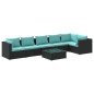 vidaXL Set de muebles de jardín 7 pzas y cojines ratán sintético negro vidaXL Set de muebles de jardín 7 pzas y cojines ratán sintético negro