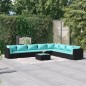 vidaXL Set de muebles de jardín 9 pzas y cojines ratán sintético negro