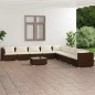 vidaXL Set muebles de jardín 10 pzas y cojines ratán sintético marrón vidaXL Set muebles de jardín 10 pzas y cojines ratán sintético marrón