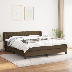 vidaXL Cama box spring con colchón tela marrón oscuro 160x200 cm