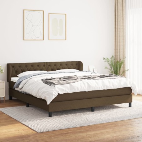 vidaXL Cama box spring con colchón tela marrón oscuro 160x200 cm