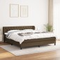 vidaXL Cama box spring con colchón tela marrón oscuro 160x200 cm