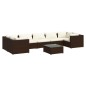 vidaXL Set muebles de jardín 8 pzas y cojines ratán sintético marrón vidaXL Set muebles de jardín 8 pzas y cojines ratán sintético marrón