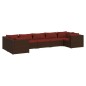 vidaXL Set muebles de jardín 7 piezas y cojines ratán sintético marrón vidaXL Set muebles de jardín 7 piezas y cojines ratán sintético marrón