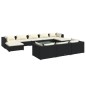 vidaXL Set de muebles de jardín 11 pzas cojines ratán sintético negro