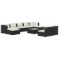 vidaXL Set de muebles de jardín 10 pzas cojines ratán sintético negro vidaXL Set de muebles de jardín 10 pzas cojines ratán sintético negro