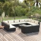 vidaXL Set de muebles de jardín 12 pzas cojines ratán sintético negro vidaXL Set de muebles de jardín 12 pzas cojines ratán sintético negro