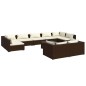vidaXL Set muebles de jardín 10 pzas y cojines ratán sintético marrón