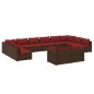 vidaXL Set muebles de jardín 12 pzas y cojines ratán sintético marrón vidaXL Set muebles de jardín 12 pzas y cojines ratán sintético marrón