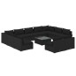 vidaXL Set de muebles de jardín 12 pzas cojines ratán sintético negro