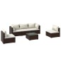 vidaXL Set muebles de jardín 6 piezas y cojines ratán sintético marrón vidaXL Set muebles de jardín 6 piezas y cojines ratán sintético marrón