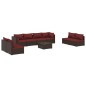 vidaXL Set muebles de jardín 9 piezas y cojines ratán sintético marrón vidaXL Set muebles de jardín 9 piezas y cojines ratán sintético marrón