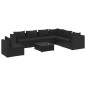vidaXL Set de muebles de jardín 8 pzas y cojines ratán sintético negro vidaXL Set de muebles de jardín 8 pzas y cojines ratán sintético negro