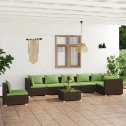 vidaXL Set sofás de jardín 8 piezas y cojines ratán sintético marrón