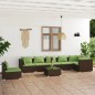 vidaXL Set sofás de jardín 8 piezas y cojines ratán sintético marrón vidaXL Set sofás de jardín 8 piezas y cojines ratán sintético marrón