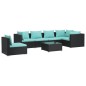 vidaXL Set de muebles de jardín 7 pzas y cojines ratán sintético negro vidaXL Set de muebles de jardín 7 pzas y cojines ratán sintético negro