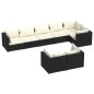 vidaXL Set de muebles de jardín 8 pzas y cojines ratán sintético negro