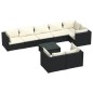 vidaXL Set de muebles de jardín 9 pzas y cojines ratán sintético negro vidaXL Set de muebles de jardín 9 pzas y cojines ratán sintético negro