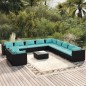 vidaXL Set de sofás de jardín 12 pzas cojines ratán sintético negro vidaXL Set de sofás de jardín 12 pzas cojines ratán sintético negro