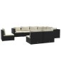 vidaXL Set de muebles de jardín 9 pzas y cojines ratán sintético negro vidaXL Set de muebles de jardín 9 pzas y cojines ratán sintético negro