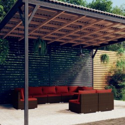vidaXL Set muebles de jardín 9 piezas y cojines ratán sintético marrón