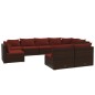 vidaXL Set muebles de jardín 9 piezas y cojines ratán sintético marrón