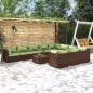 vidaXL Set muebles de jardín 11 pzas y cojines ratán sintético marrón vidaXL Set muebles de jardín 11 pzas y cojines ratán sintético marrón