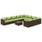vidaXL Set muebles de jardín 11 pzas y cojines ratán sintético marrón vidaXL Set muebles de jardín 11 pzas y cojines ratán sintético marrón