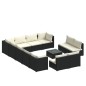 vidaXL Set de muebles de jardín 13 pzas cojines ratán sintético negro