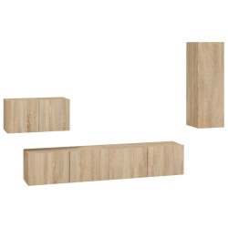 vidaXL Set de muebles para TV 4 pzas madera contrachapada roble Sonoma