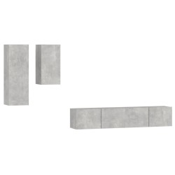 vidaXL Set de muebles de TV 4 pzas madera contrachapada gris hormigón