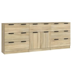 vidaXL Aparador de 3 piezas madera contrachapada color roble Sonoma