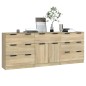 vidaXL Aparador de 3 piezas madera contrachapada color roble Sonoma vidaXL Aparador de 3 piezas madera contrachapada color roble Sonoma