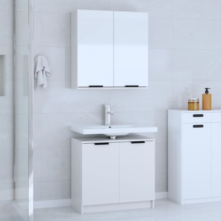 vidaXL Juego de muebles de baño 2 piezas madera contrachapada blanco