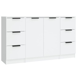 vidaXL Aparadores 3 piezas madera contrachapada blanco