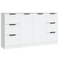 vidaXL Aparadores 3 piezas madera contrachapada blanco vidaXL Aparadores 3 piezas madera contrachapada blanco