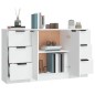vidaXL Aparadores 3 piezas madera contrachapada blanco vidaXL Aparadores 3 piezas madera contrachapada blanco