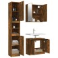 vidaXL Set de muebles baño 3 pzas madera contrachapada roble ahumado vidaXL Set de muebles baño 3 pzas madera contrachapada roble ahumado